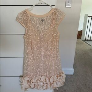 Elegant Cream/Pink  Dress with Floral Accents